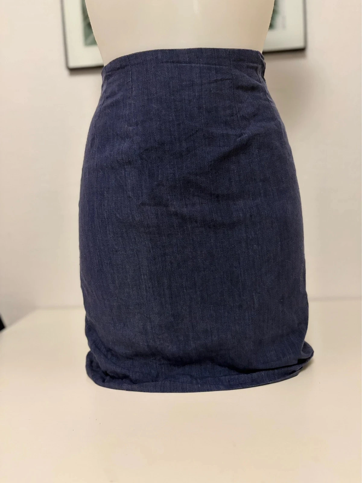 🌸 Navy blue linen straight skirt Clémentucci Paris – Size 36 – Made in France – photo 2